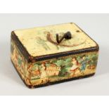 A SMALL VICTORIAN TURN HANDLE MUSICAL BOX. 2.5ins x 2ins x 1.25ins.