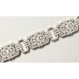 A SUPERB ART DECO DESIGN SILVER AND BRILLIANT SET BRACELET.