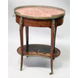 TOPOLINO, ITALY, A GOOD KINGWOOD, ORMOLU AND MARQUETRY OVAL OCCASIONAL TABLE, with brass galleried