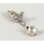 A CAST SILVER DUCK WHISTLE.
