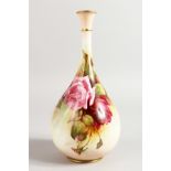 A ROYAL WORCESTER FINE BOTTLE VASE painted with Hadley style roses signed F. J. Bray, date code