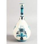 A HADLEY WORCESTER FINE ART NOUVEAU TEAR DROP SHAPED VASE painted in shades of blue, Hadley