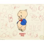 A WARNER BROTHERS ORIGINAL FILM CEL. "PORKY PIG" 1991. No. 205/500. 13ins x 16ins.