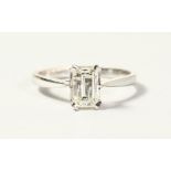 AN 18CT WHITE GOLD EMERALD CUT DIAMOND SINGLE STONE RING of 1.3cts approx.