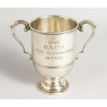 A CONTINENTAL SILVER TWIN-HANDLED TROPHY CUP, engraved 1922 BAOR (British Army of the Rhine),