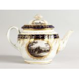 A CHAMBERLAIN WORCESTER RARE TEAPOT AND COVER painted with named scenes, two of Worcester, Near