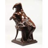 JULES FRANCESCHI (1825-1893) FRENCH A SUPERB LARGE BRONZE OF APHRODITE, nude with a drape, two doves