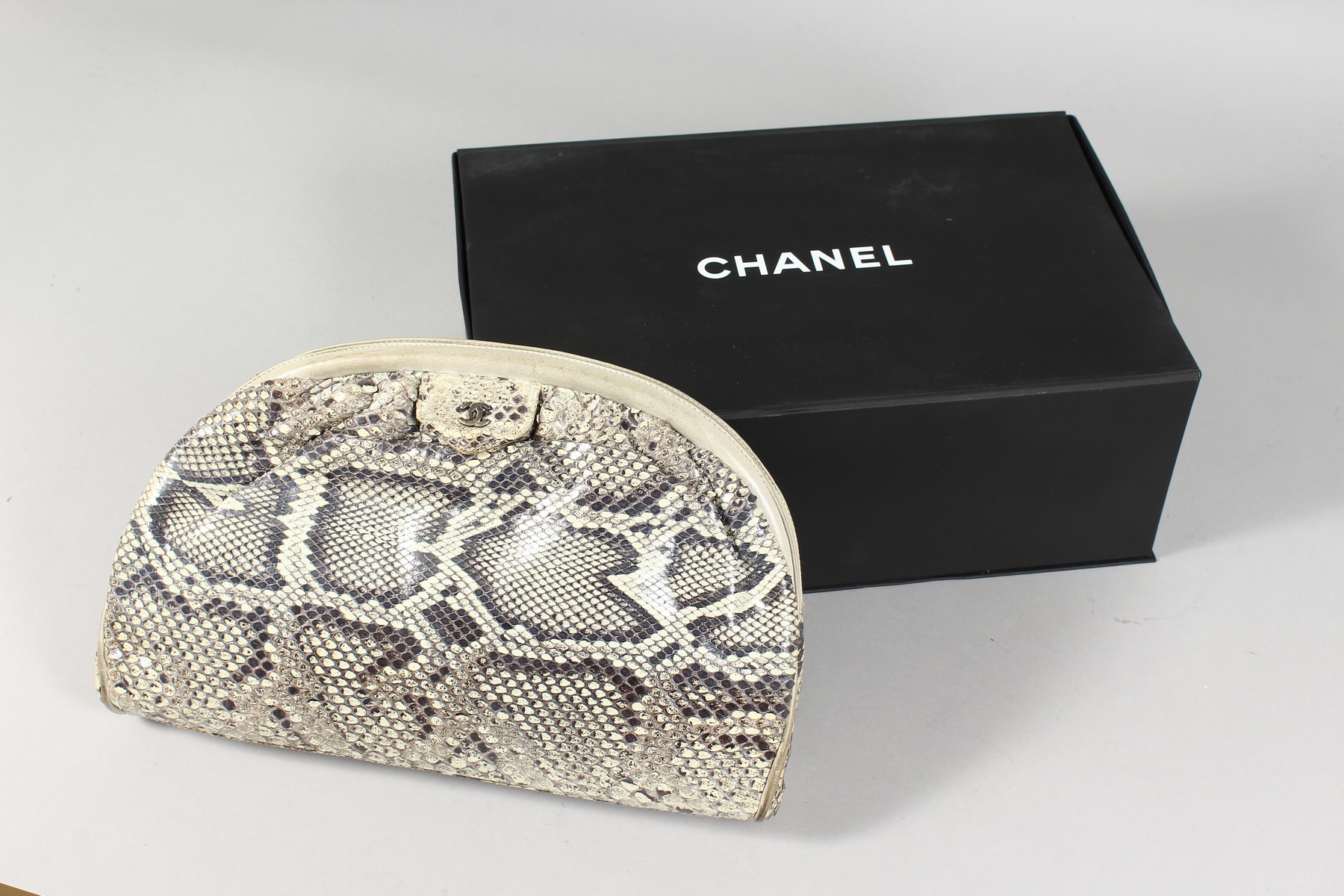 A CHANEL SNAKESKIN BAG with leather interior. Made in Italy. 11ins long. - Image 6 of 9