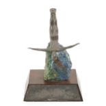 A Los Castillo silver and azure malachite diving trophy