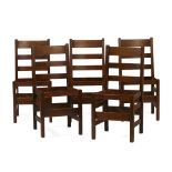 An L. & J.G. Stickley set of five ladder-back side chairs