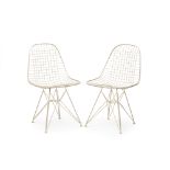 Two Eames for Herman Miller DKR "wire mesh" chairs