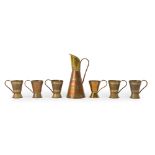 A Hector Aguilar copper and brass drink set