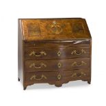 An Italian Baroque inlaid walnut slant desk