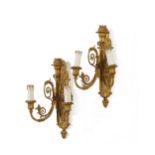 A pair of gilt-bronze wall sconces