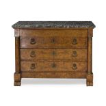 A Charles X burlwood-veneered chest of drawers