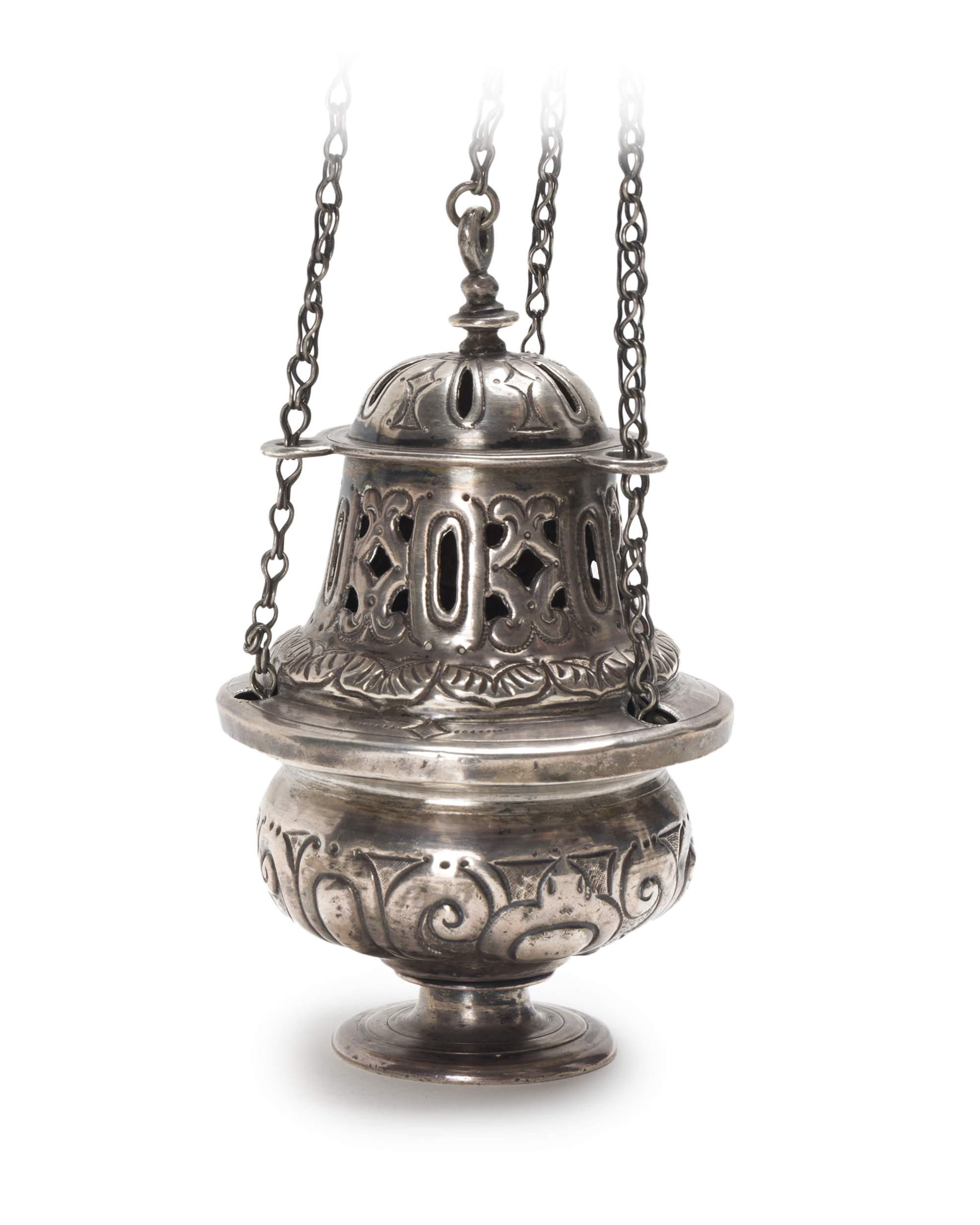 A Mexican silver thurible on chain