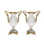 A pair of Baccarat cut-crystal and bronze vases