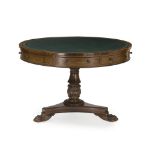 An English Regency drum table with leather top