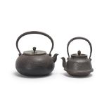 Two Japanese Tetsubin iron teakettles