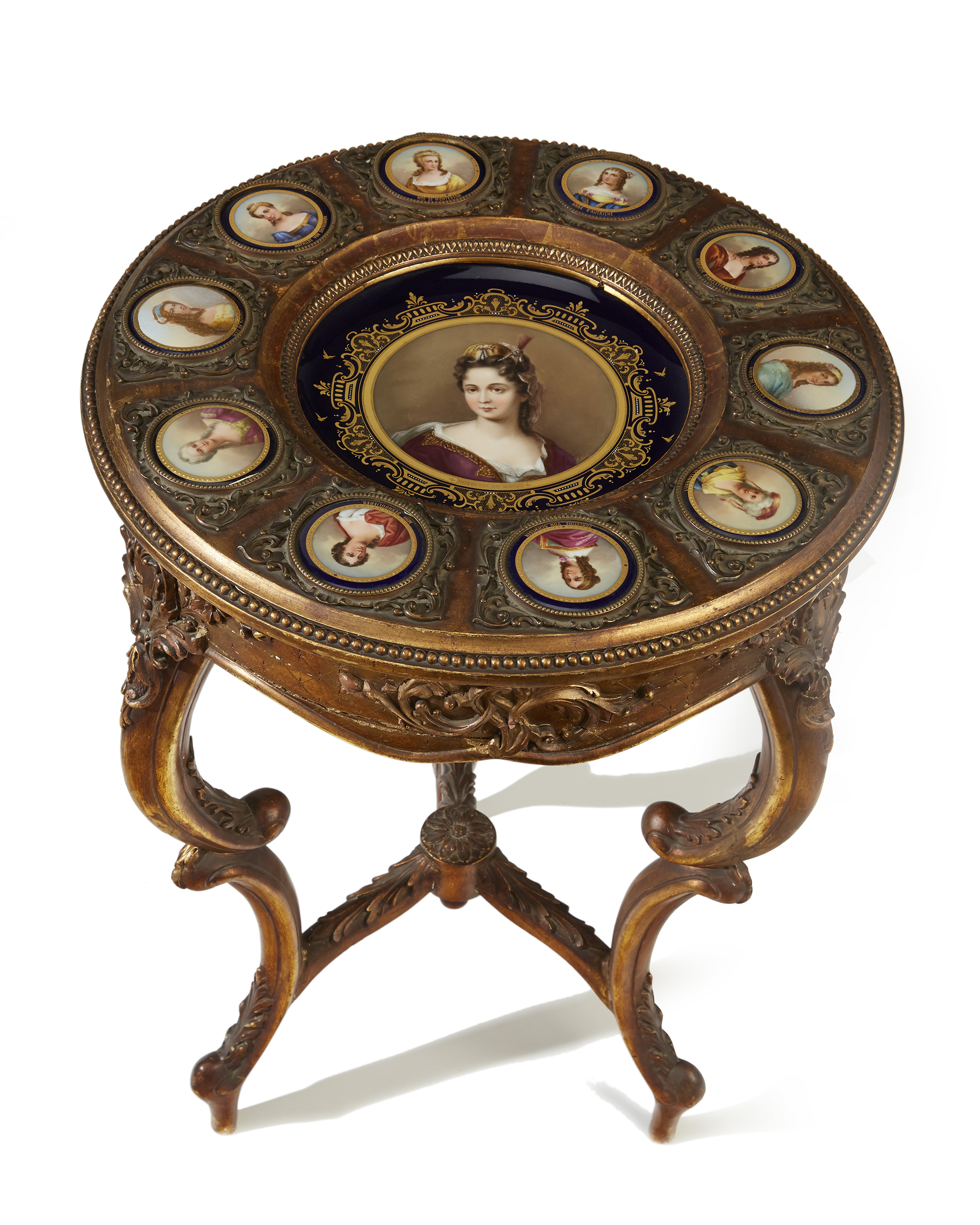 A Royal Vienna-set giltwood side table