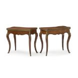 A pair of French kingwood game tables