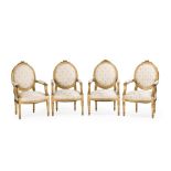Four French Louis XVI-style upholstered chairs