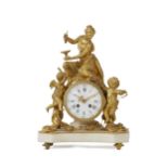A French figural gilt-bronze table clock