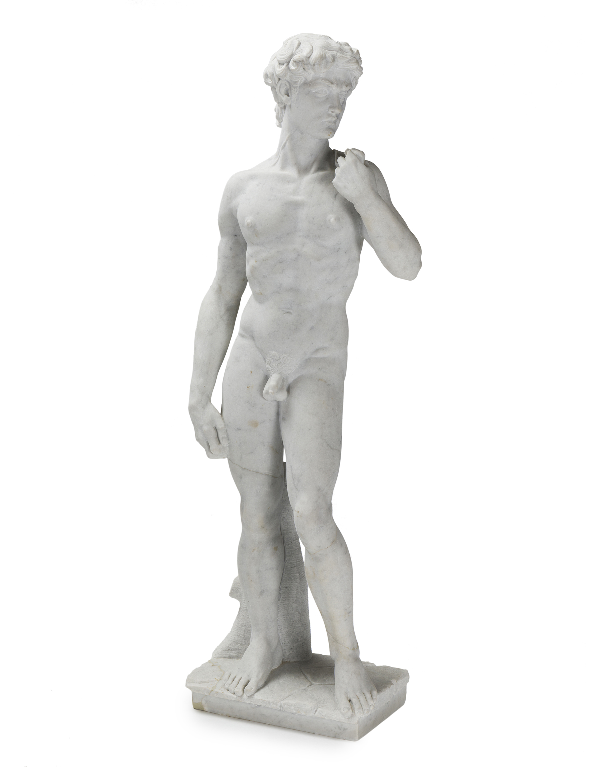A marble sculpture after Michaelangelo's "David"