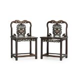 Two Chinese mandarin side chairs