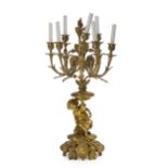 A French seven-light gilt-bronze candelabra