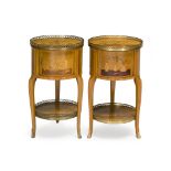 A pair of French marquetry side tables