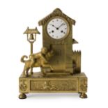 A French figural gilt-bronze clock