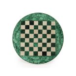 A round malachite chessboard