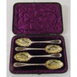 Cased set of 4 Georgian silver gilt serving / berry spoons London 1781 weight 6.81 ozt