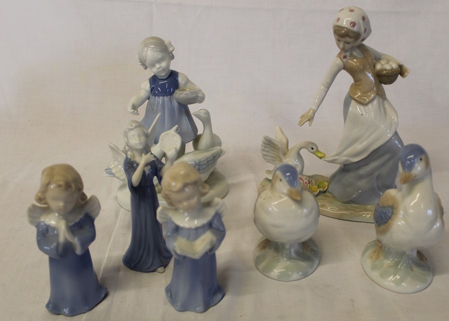 Gerold Porcelain figurine of young girl and geese, Lladro style figurine etc.