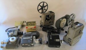 Quantity of Cine projectors, cameras and films inc Eumig P8 automatic, Ilford Elmo TL-100, Bell &