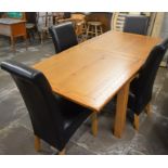 Modern oak fold over dining table & 4 chairs 181cm by 90cm