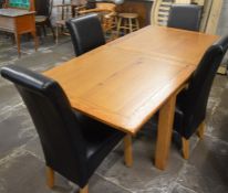 Modern oak fold over dining table & 4 chairs 181cm by 90cm