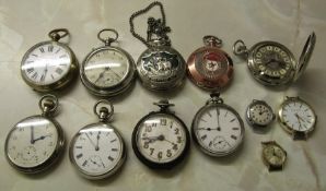 Selection of assorted pocket watches and wrist watches inc Omega 1660522,Railway Timekeeper