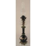 Twin burner oil lamp painted base H 79 cm