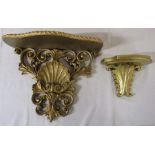 Small Rococo shelf and one other H 29 cm and 14 cm