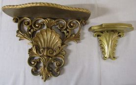 Small Rococo shelf and one other H 29 cm and 14 cm