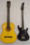 Acoustic guitar & an Encore junior electric guitar