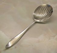 Dutch silver slotted table spoon weight 1.86 ozt L 19.5 cm