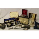 Quantity of plated cutlery including dessert sets, fish servers, knife rests etc.