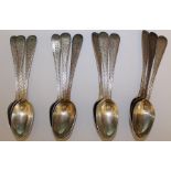 Set of 12 Victorian silver teaspoons Glasgow 1878 7.11ozt (matching sugar tongs in lot 236)