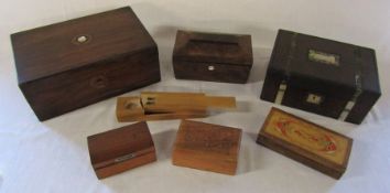 Assorted wooden boxes inc tea caddy (some af)