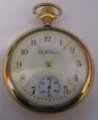 South Bend gold plated pocket watch, 15 jewels, numbered 761398