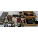 Large quantity of costume jewellery, jewellery boxes and watches