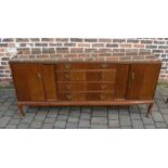 Sideboard on cabriole legs with glass top L 182cm / Ht 83cm